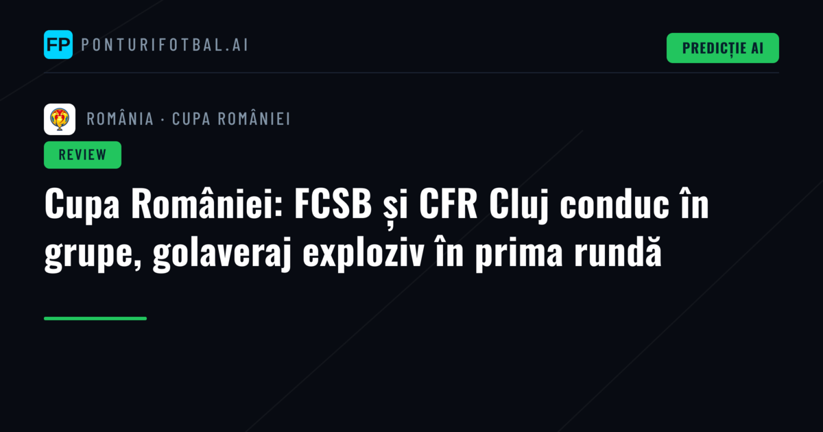 Cupa României: FCSB și CFR Cluj conduc în grupe, golaveraj exploziv în prima rundă