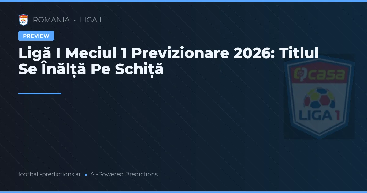 Ligă I Meciul 1 Previzionare 2026: Titlul Se Înălță Pe Schiță