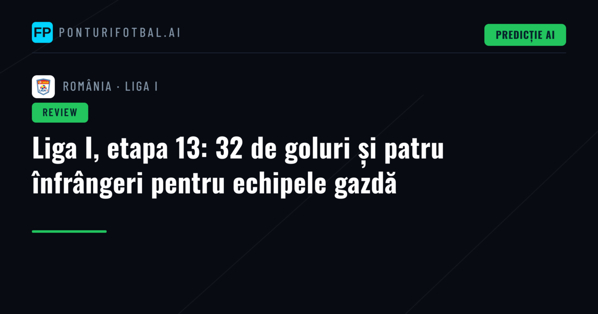 Liga I, etapa 13: 32 de goluri și patru înfrângeri pentru echipele gazdă