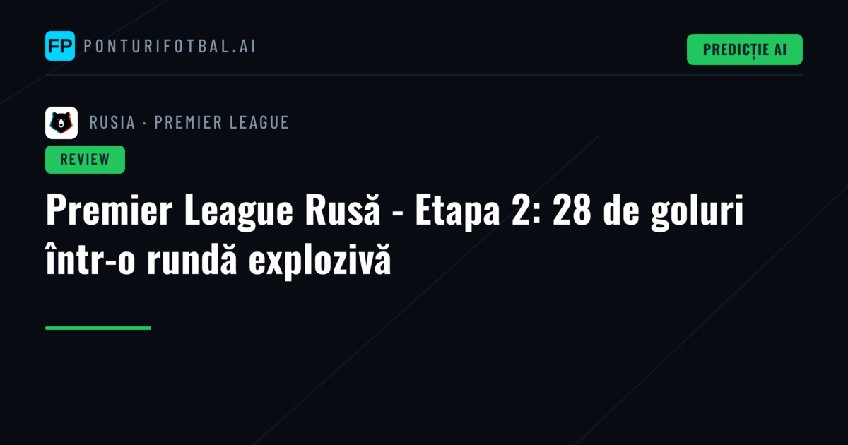 Premier League Rusă - Etapa 2: 28 de goluri într-o rundă explozivă