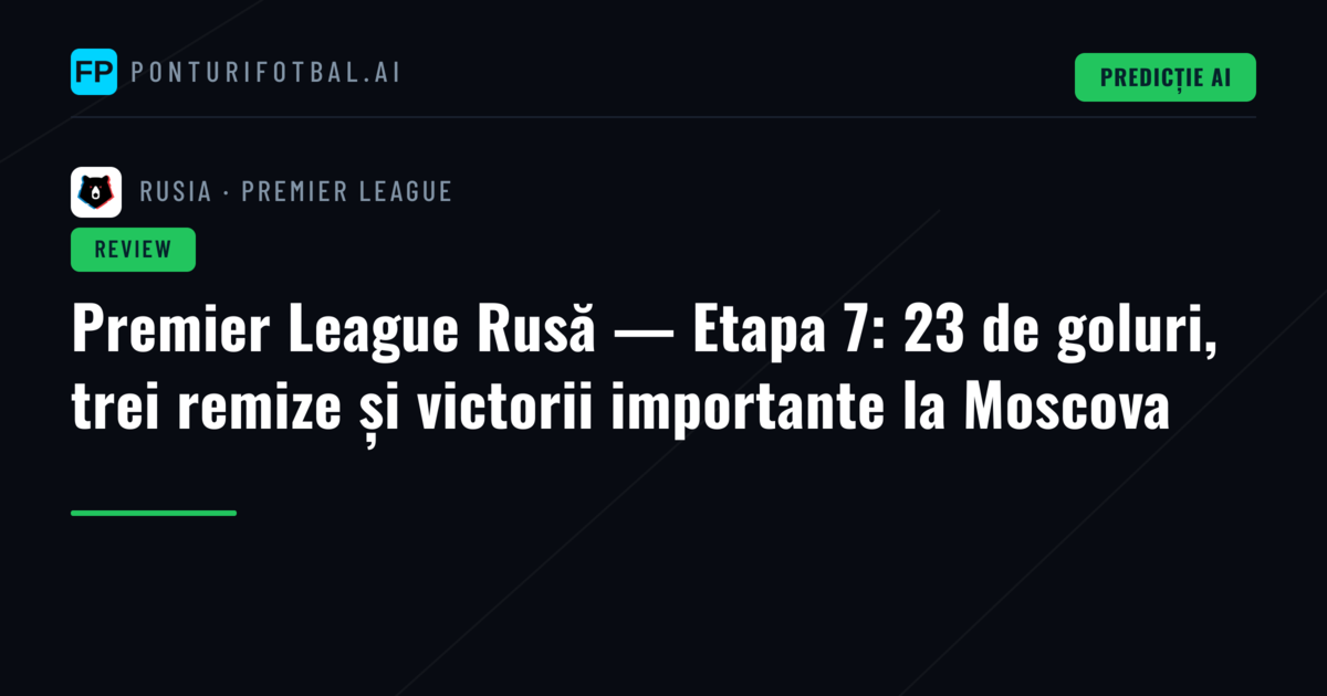 Premier League Rusă — Etapa 7: 23 de goluri, trei remize și victorii importante la Moscova