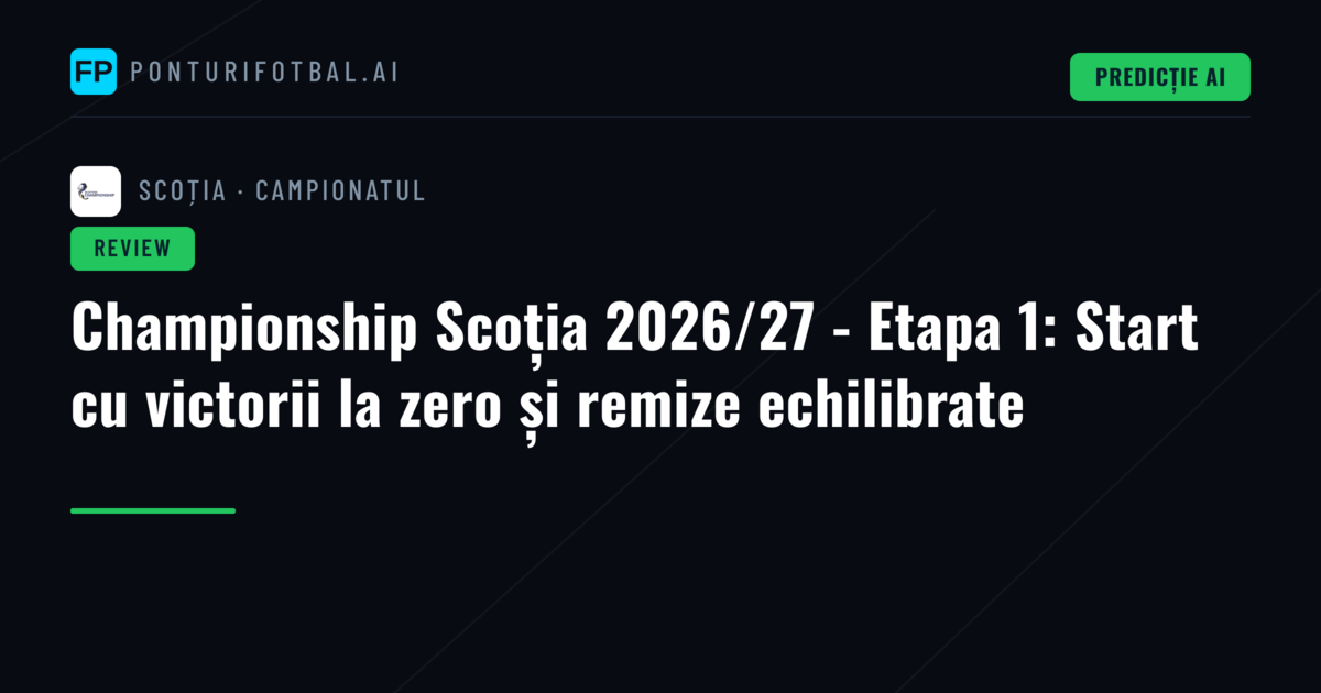 Championship Scoția 2026/27 - Etapa 1: Start cu victorii la zero și remize echilibrate