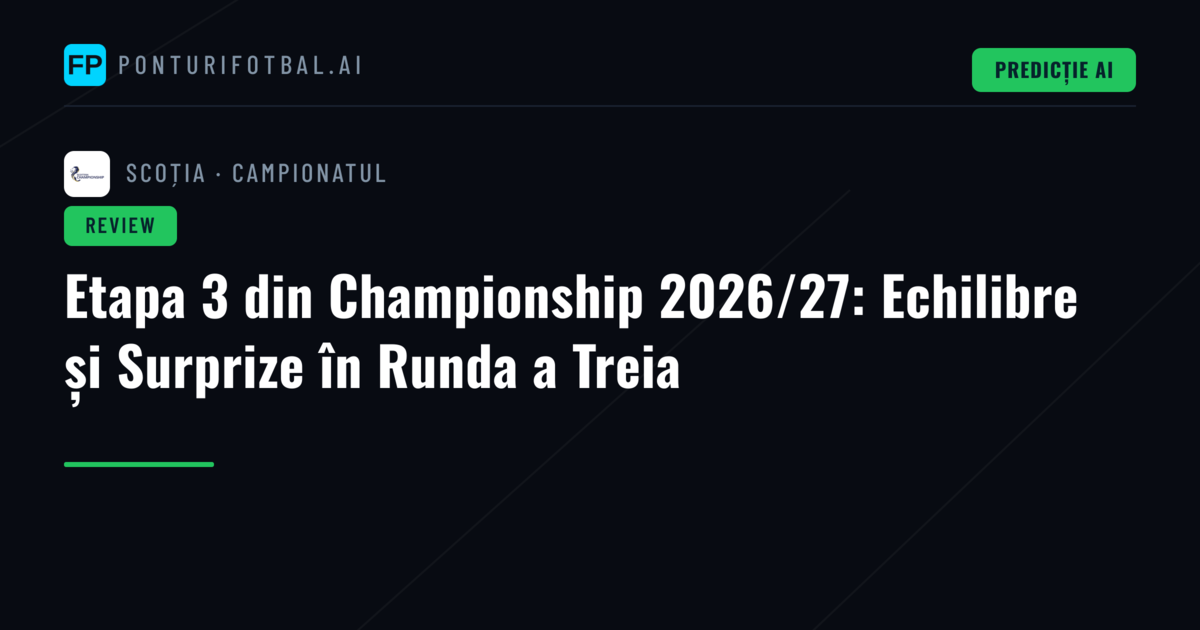 Etapa 3 din Championship 2026/27: Echilibre și Surprize în Runda a Treia