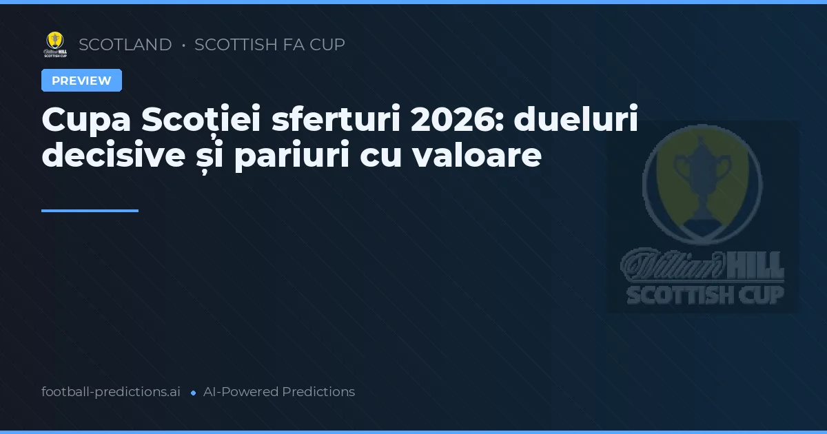 Cupa Scoției sferturi 2026: dueluri decisive și pariuri cu valoare