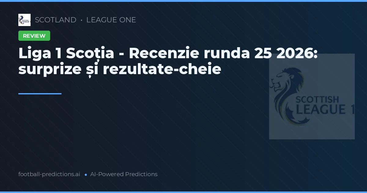 Liga 1 Scoția - Recenzie runda 25 2026: surprize și rezultate-cheie