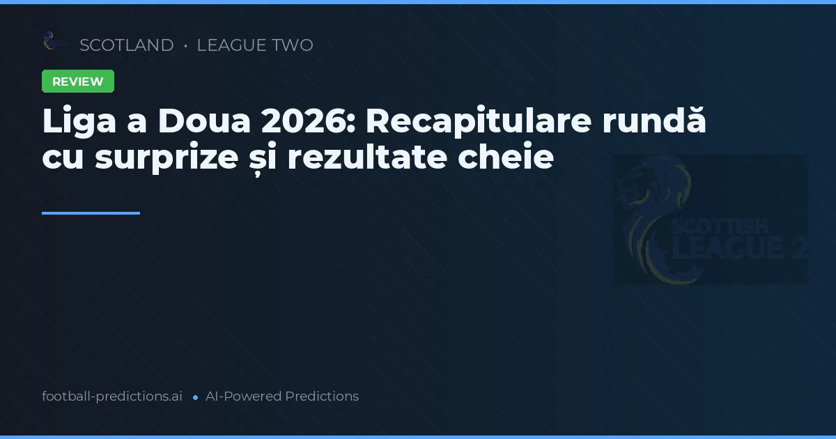 Liga a Doua 2026: Recapitulare rundă cu surprize și rezultate cheie