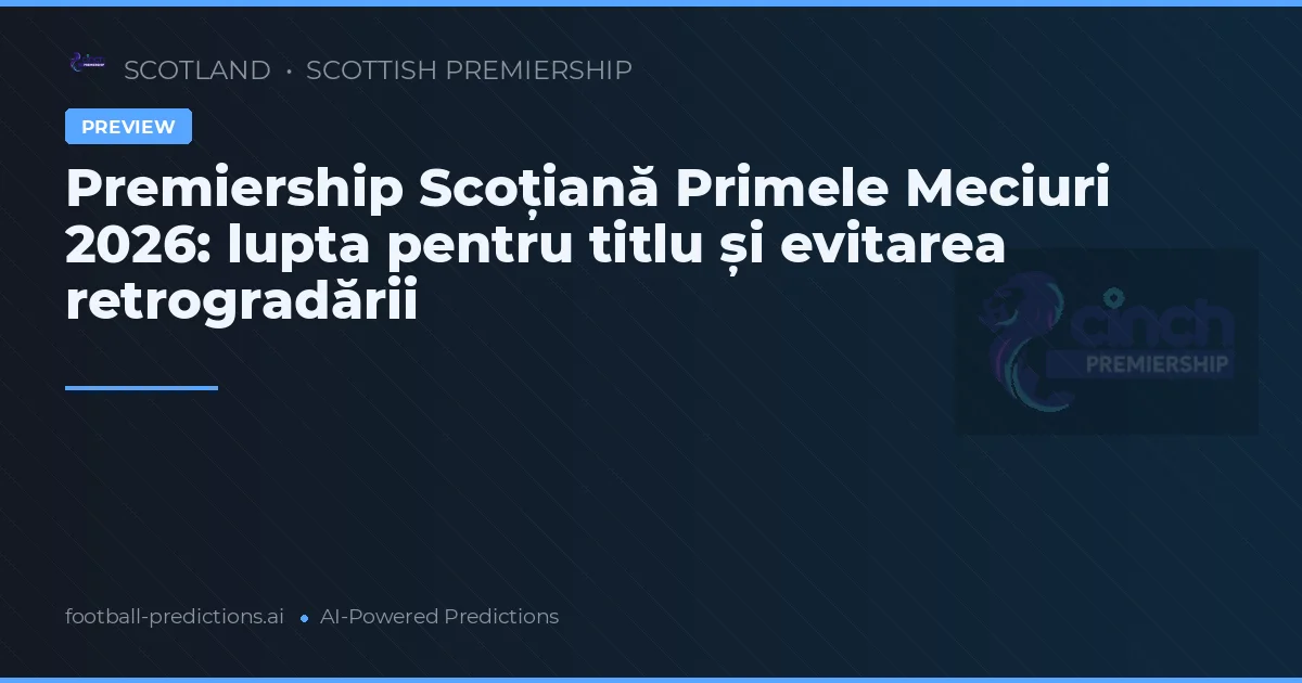 Premiership Scoțiană Primele Meciuri 2026: lupta pentru titlu și evitarea retrogradării