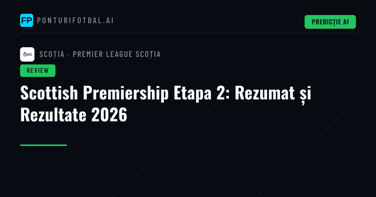 Scottish Premiership Etapa 2: Rezumat și Rezultate 2026