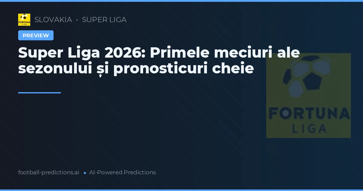 Super Liga 2026: Primele meciuri ale sezonului și pronosticuri cheie
