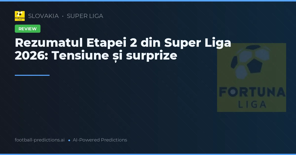 Rezumatul Etapei 2 din Super Liga 2026: Tensiune și surprize