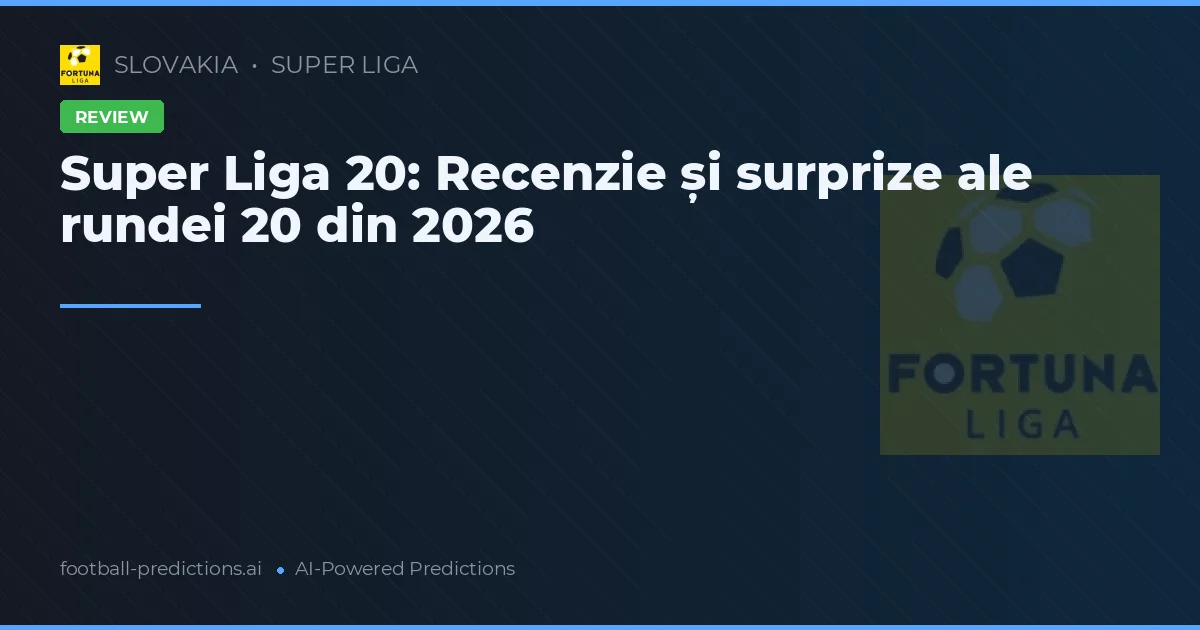 Super Liga 20: Recenzie și surprize ale rundei 20 din 2026