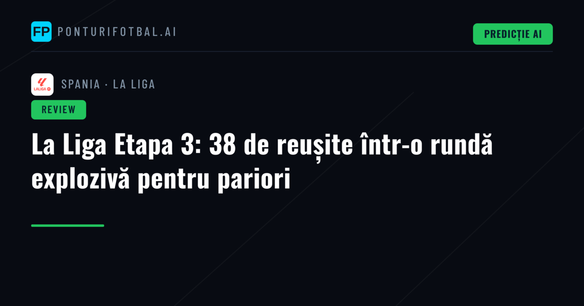 La Liga Etapa 3: 38 de reușite într-o rundă explozivă pentru pariori