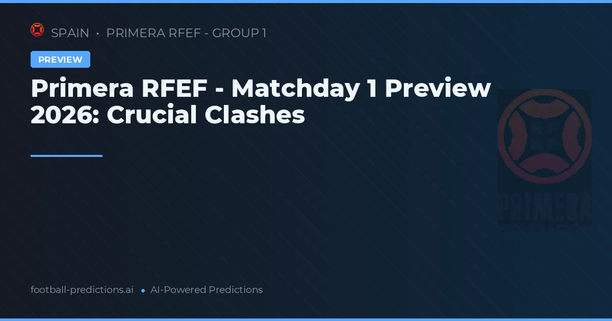 Primera RFEF - Matchday 1 Preview 2026: Crucial Clashes