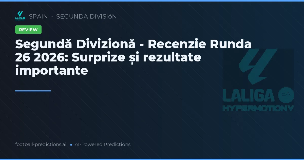 Segundă Divizionă - Recenzie Runda 26 2026: Surprize și rezultate importante