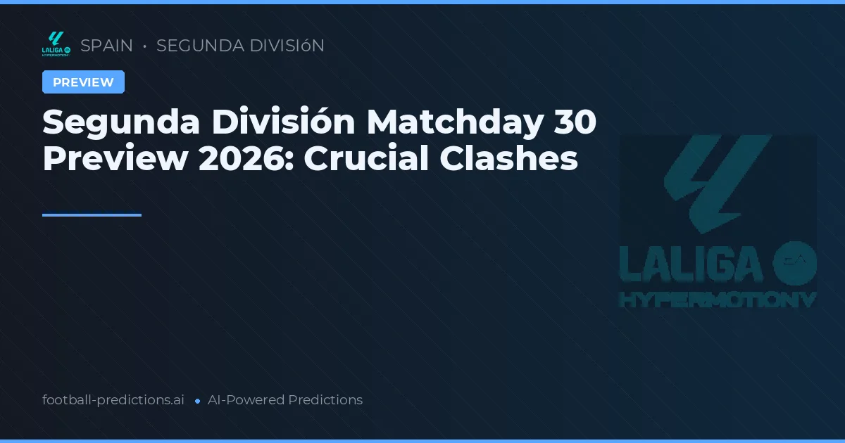 Segunda División Matchday 30 Preview 2026: Crucial Clashes