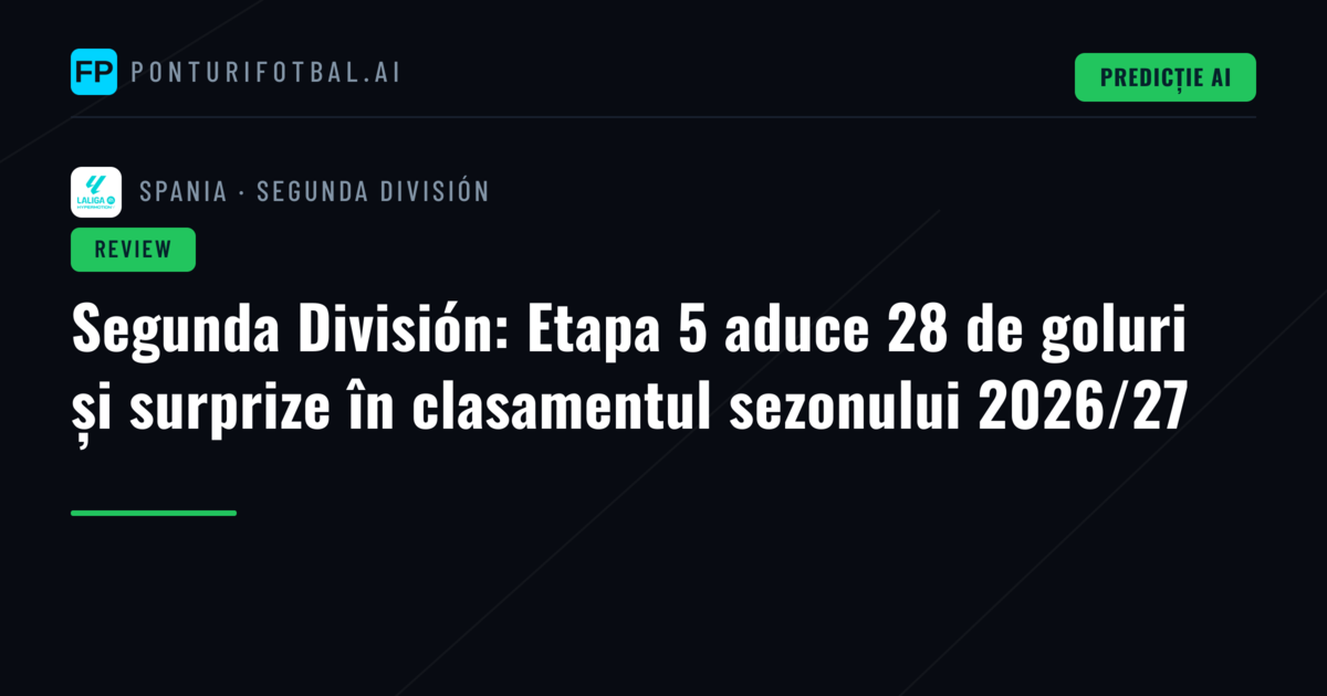 Segunda División: Etapa 5 aduce 28 de goluri și surprize în clasamentul sezonului 2026/27