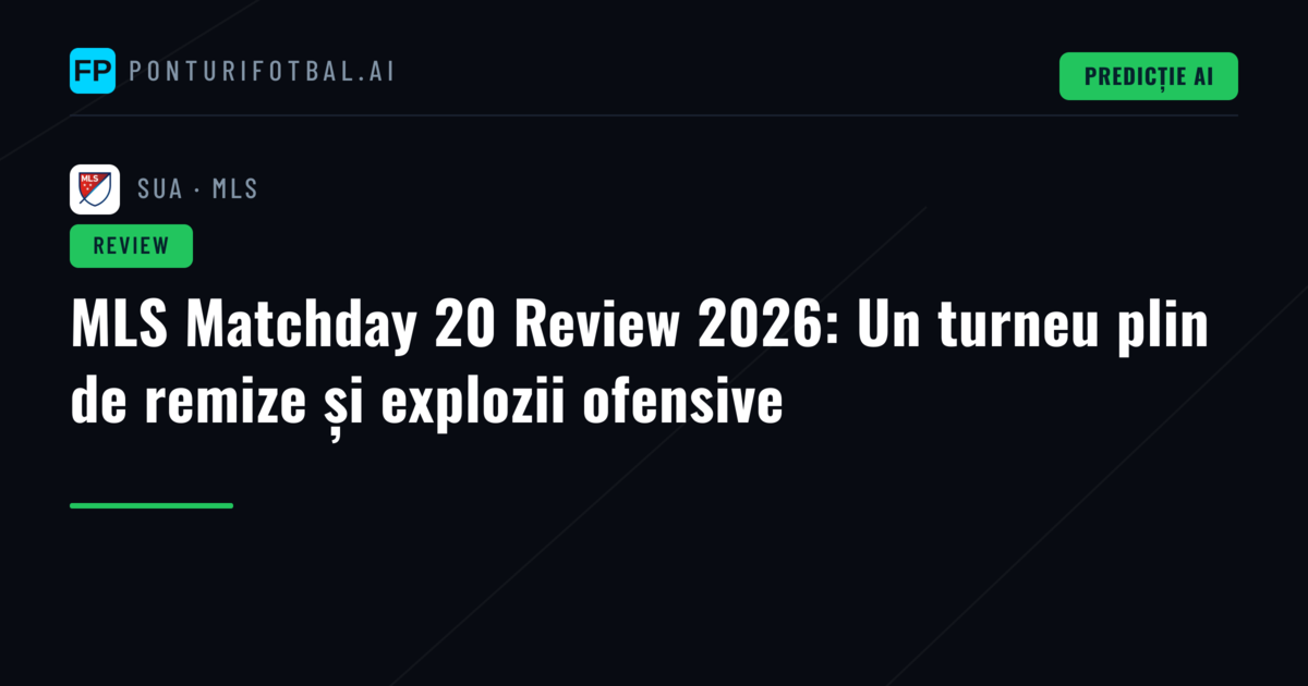MLS Matchday 20 Review 2026: Un turneu plin de remize și explozii ofensive
