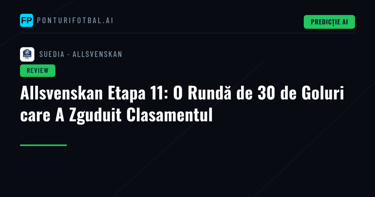 Allsvenskan Etapa 11: O Rundă de 30 de Goluri care A Zguduit Clasamentul