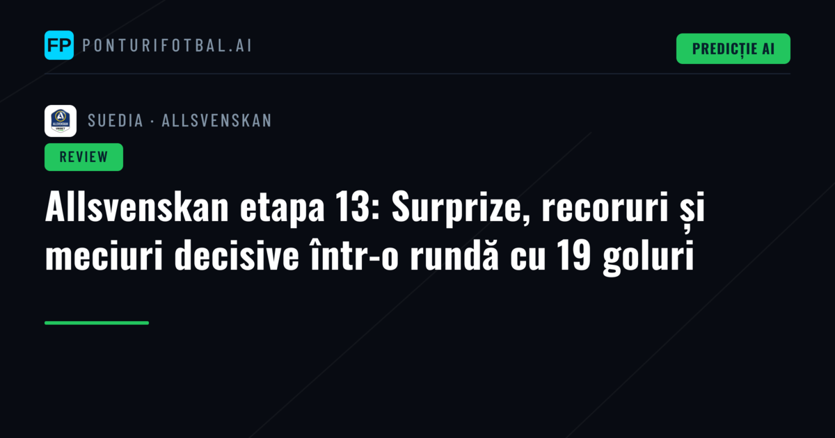 Allsvenskan etapa 13: Surprize, recoruri și meciuri decisive într-o rundă cu 19 goluri