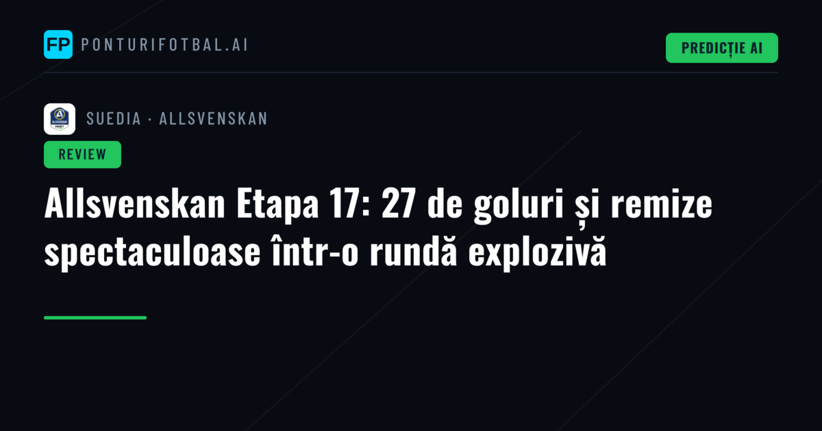 Allsvenskan Etapa 17: 27 de goluri și remize spectaculoase într-o rundă explozivă