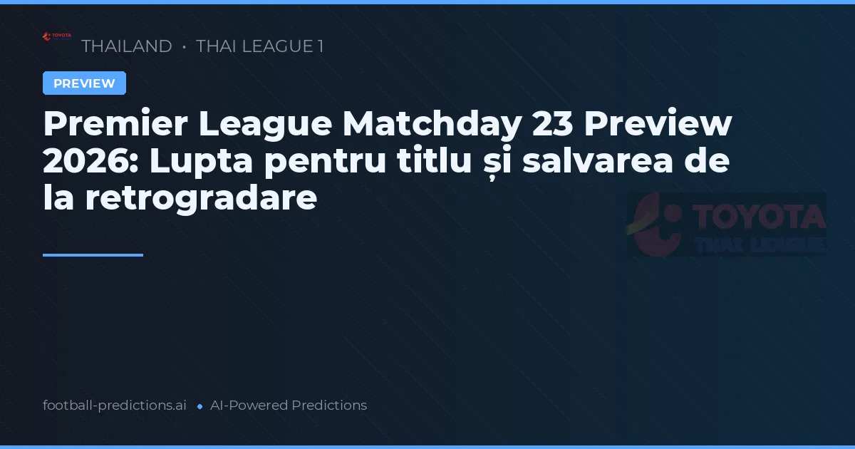 Premier League Matchday 23 Preview 2026: Lupta pentru titlu și salvarea de la retrogradare