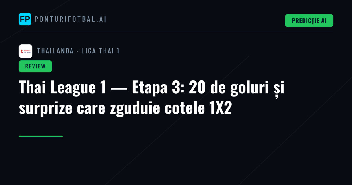 Thai League 1 — Etapa 3: 20 de goluri și surprize care zguduie cotele 1X2