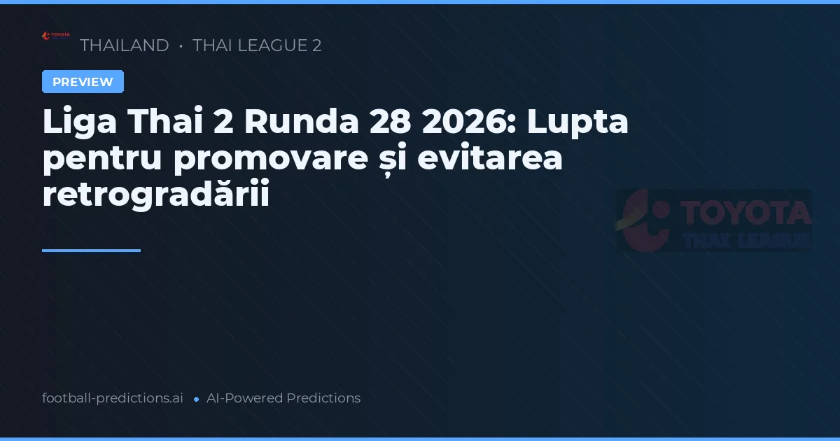 Liga Thai 2 Runda 28 2026: Lupta pentru promovare și evitarea retrogradării