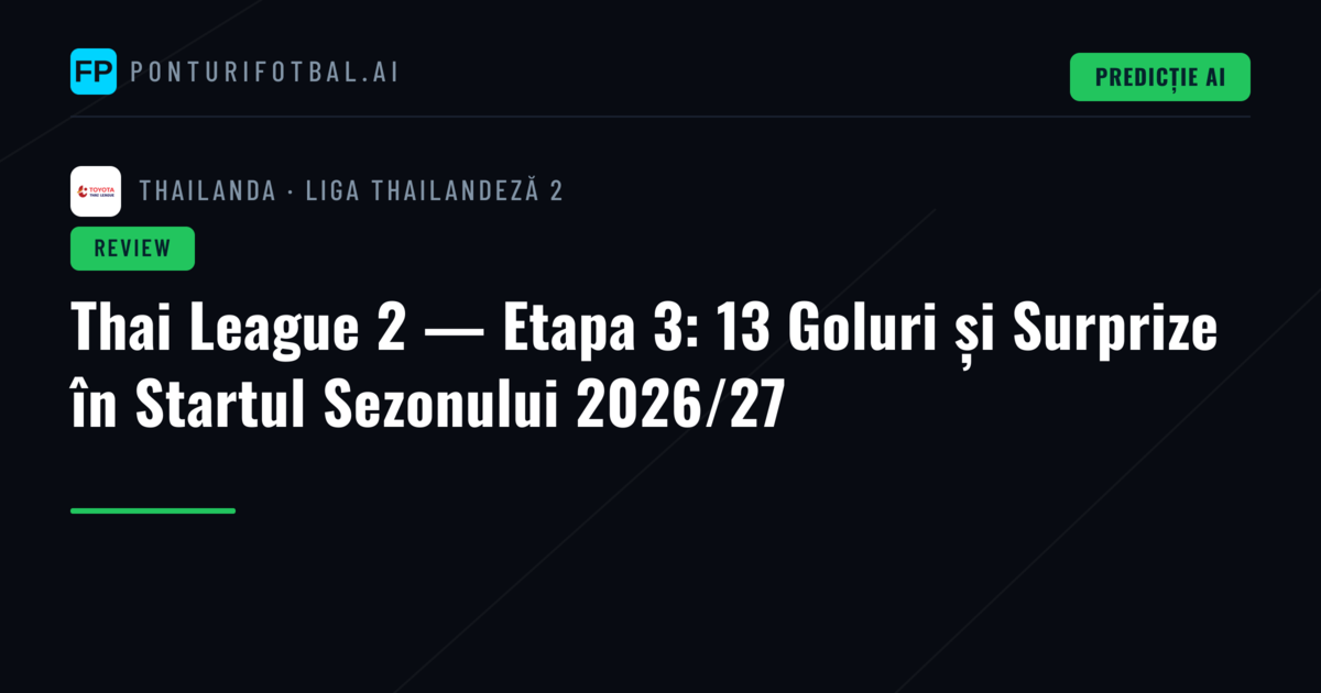 Thai League 2 — Etapa 3: 13 Goluri și Surprize în Startul Sezonului 2026/27