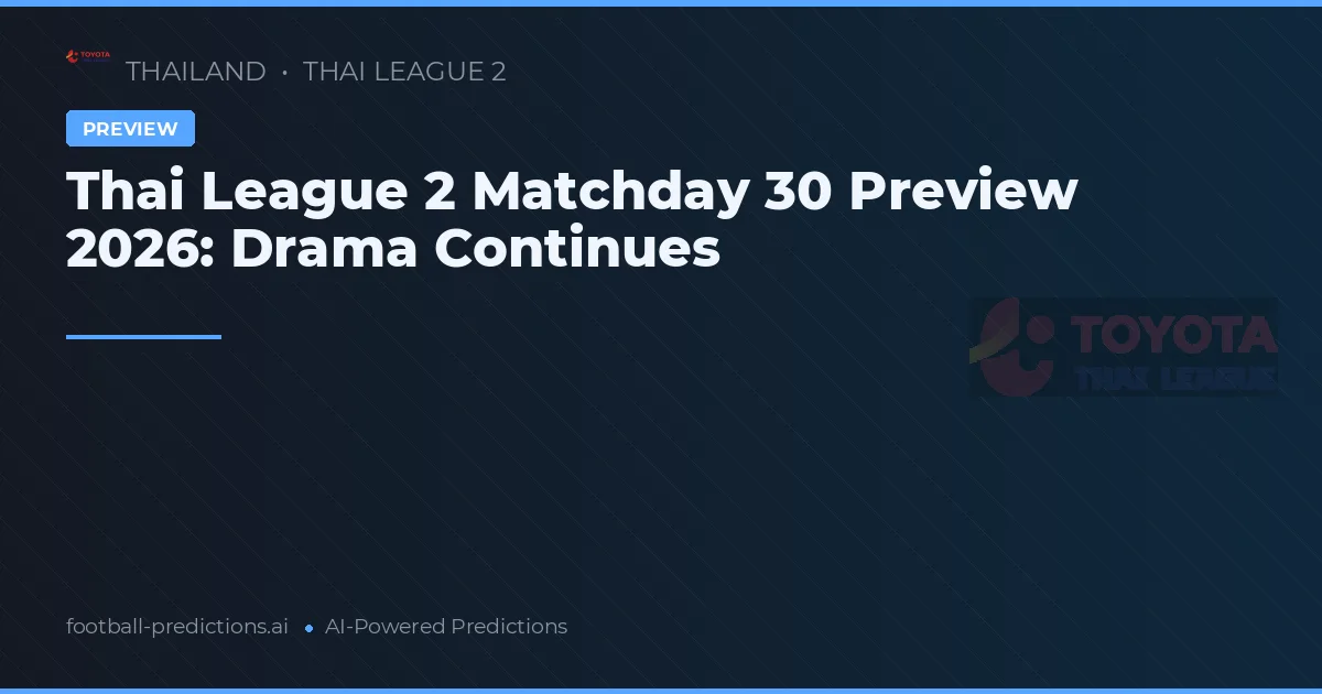 Thai League 2 Matchday 30 Preview 2026: Drama Continues