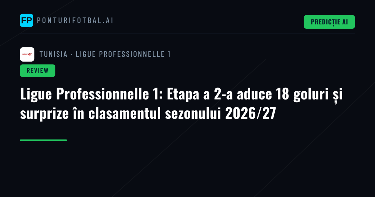 Ligue Professionnelle 1: Etapa a 2-a aduce 18 goluri și surprize în clasamentul sezonului 2026/27