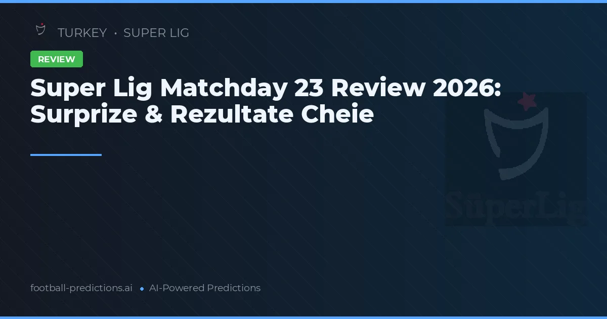 Super Lig Matchday 23 Review 2026: Surprize & Rezultate Cheie