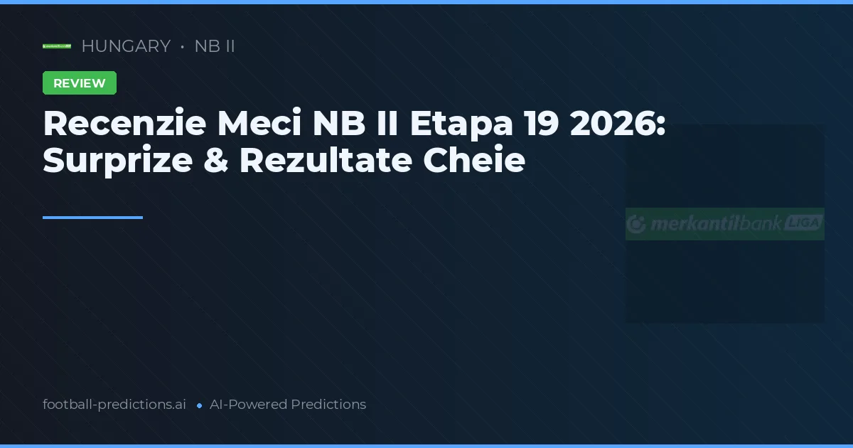 Recenzie Meci NB II Etapa 19 2026: Surprize & Rezultate Cheie