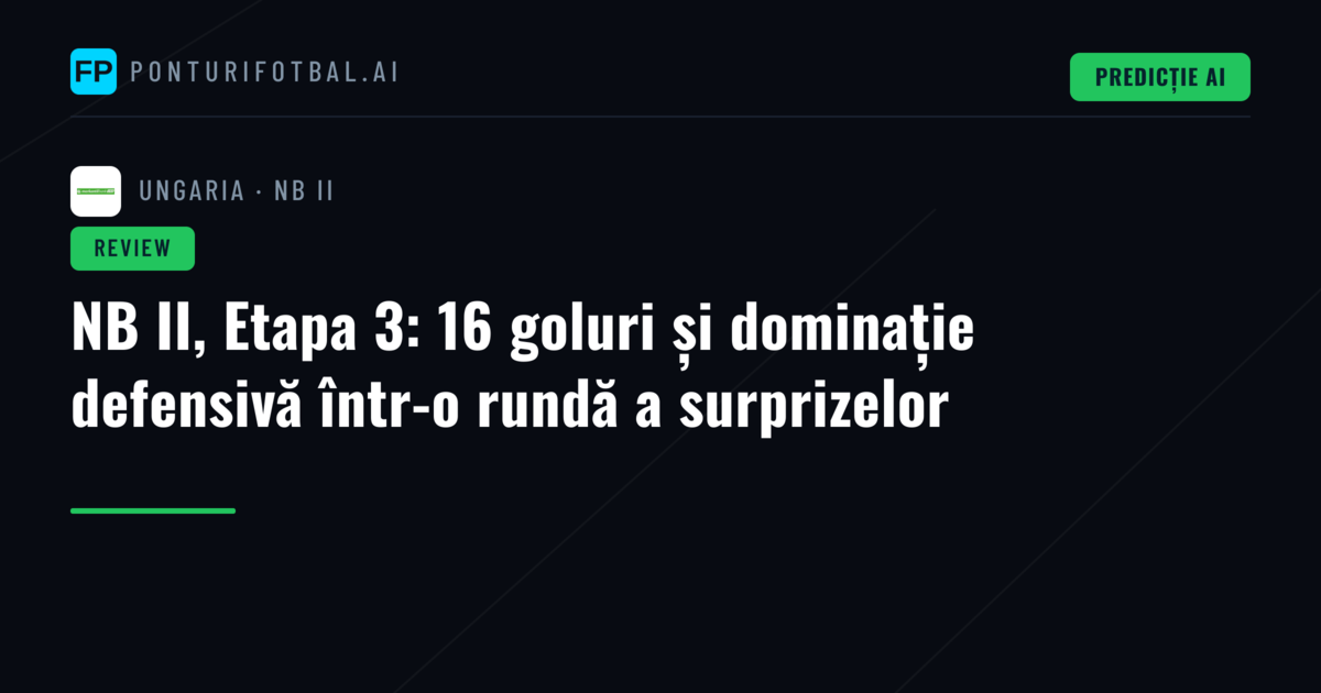 NB II, Etapa 3: 16 goluri și dominație defensivă într-o rundă a surprizelor