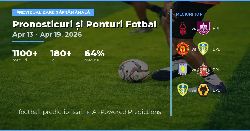 Pronosticuri Fotbal și Ponturi Pariuri: Apr 13 – Apr 19, 2026