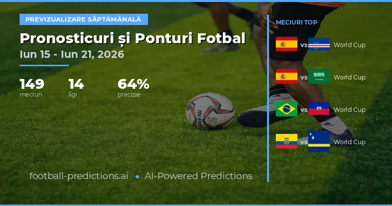 Pronosticuri Fotbal și Ponturi Pariuri: 15 Iun – 21 Iun 2026