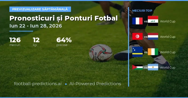Pronosticuri Fotbal și Ponturi Pariuri: 22 Iun – 28 Iun 2026
