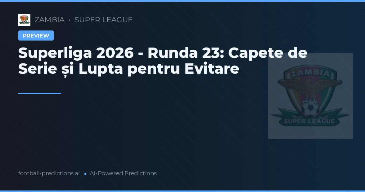 Superliga 2026 - Runda 23: Capete de Serie și Lupta pentru Evitare
