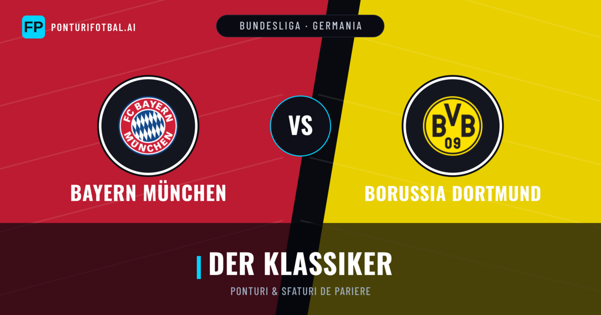 Bayern München vs Borussia Dortmund Ponturi și statistici