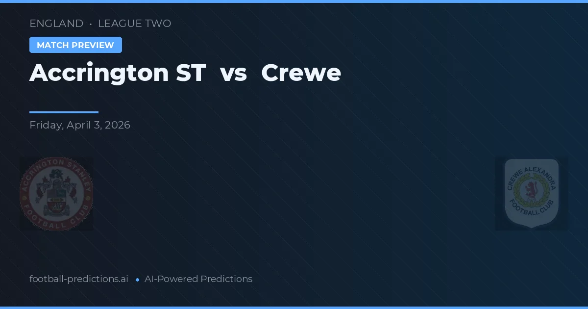 Accrington ST vs Crewe — pronostic și avancronică meci