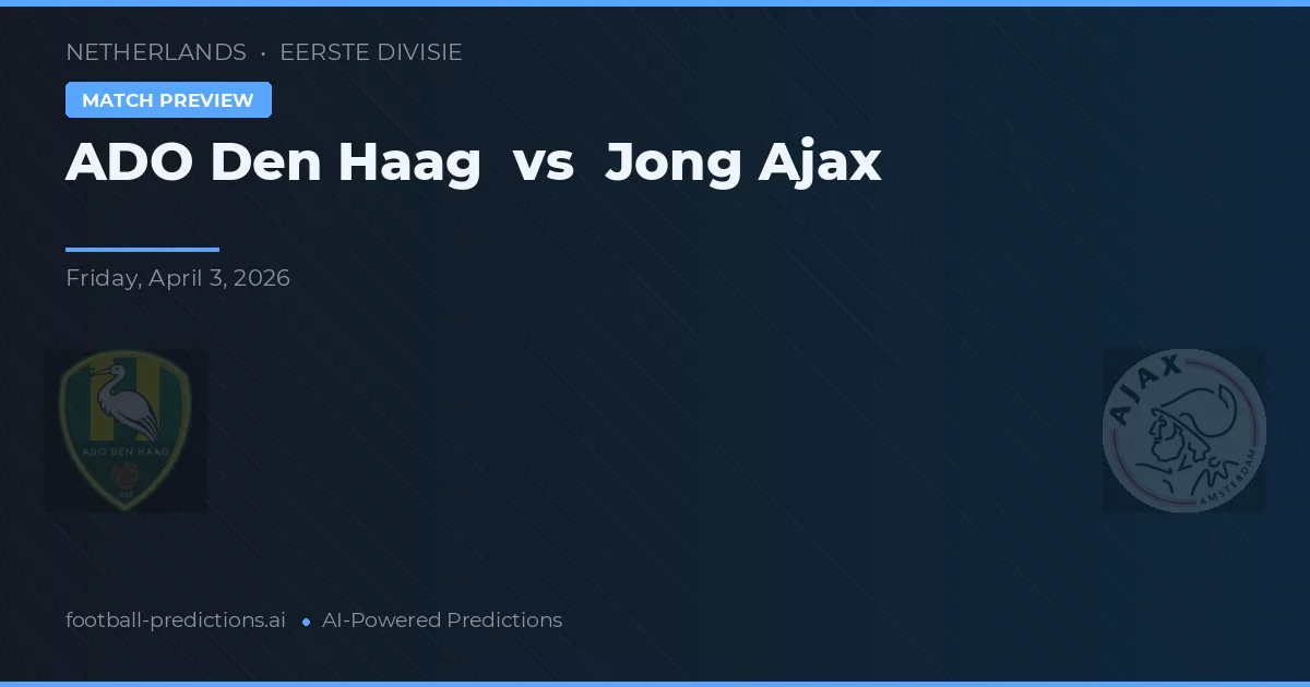 AFC Den Haag vs Jong Ajax — pronostic și avancronică meci