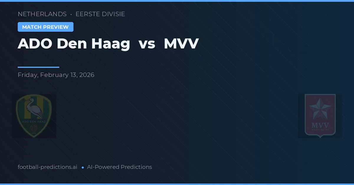 AFC Den Haag vs MVV — pronostic și avancronică meci