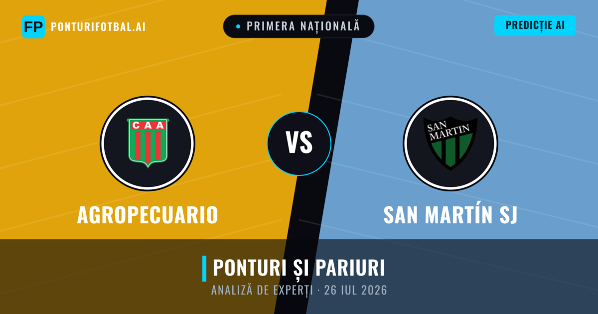 Agropecuario vs San Martín SJ — pronostic și avancronică meci