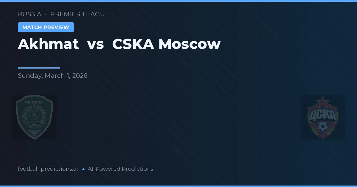 Akhmat vs ŢSKA Moscova — pronostic și avancronică meci
