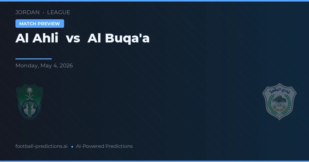 Al Ahli vs Al Buqa'a — pronostic și avancronică meci