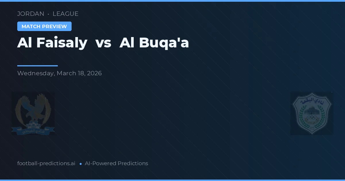 Al Faisaly vs Al Buqa'a — pronostic și avancronică meci