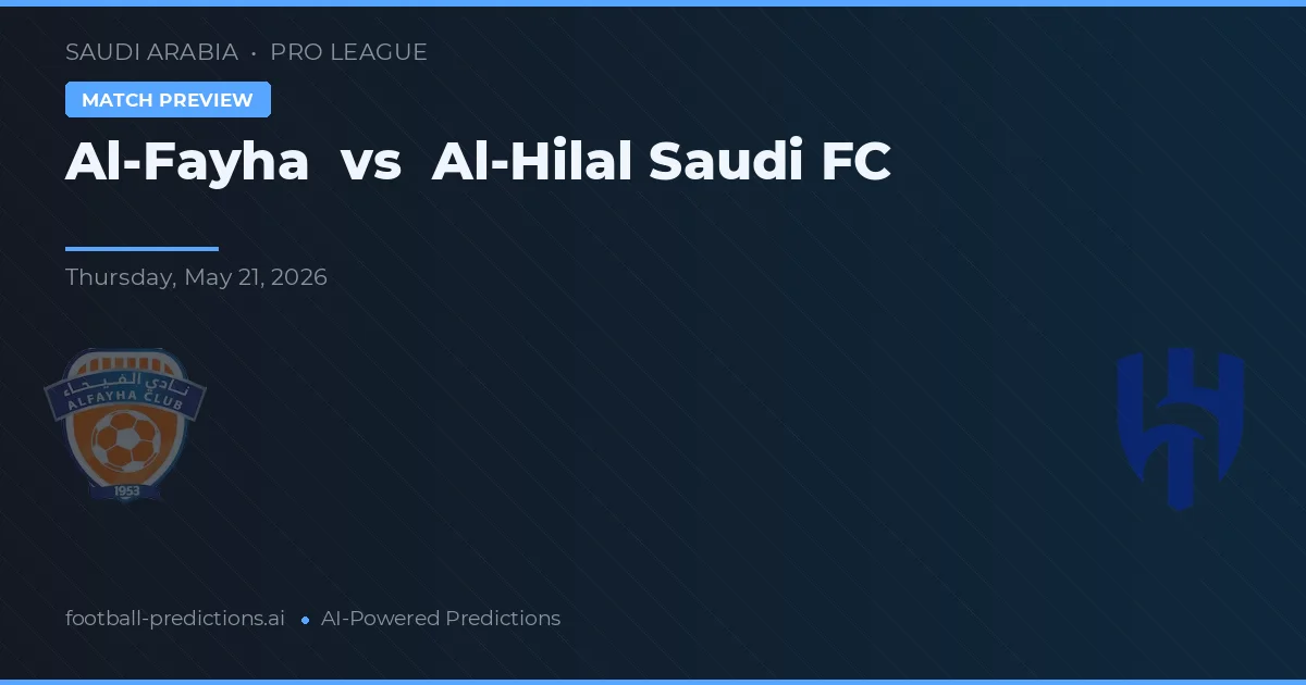 Al-Fayha vs Al-Hilal Saudi FC — pronostic și avancronică meci