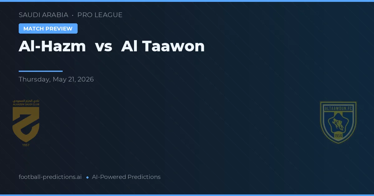 Al-Hazm vs Al Taawon — pronostic și avancronică meci