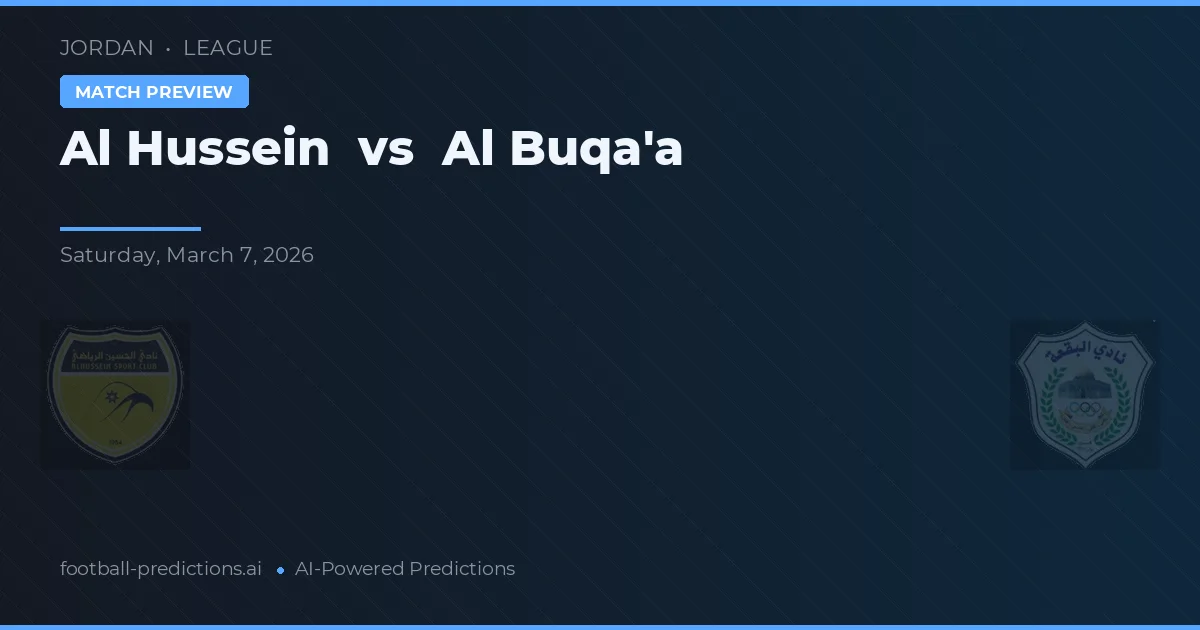 Al Hussein vs Al Buqa'a — pronostic și avancronică meci