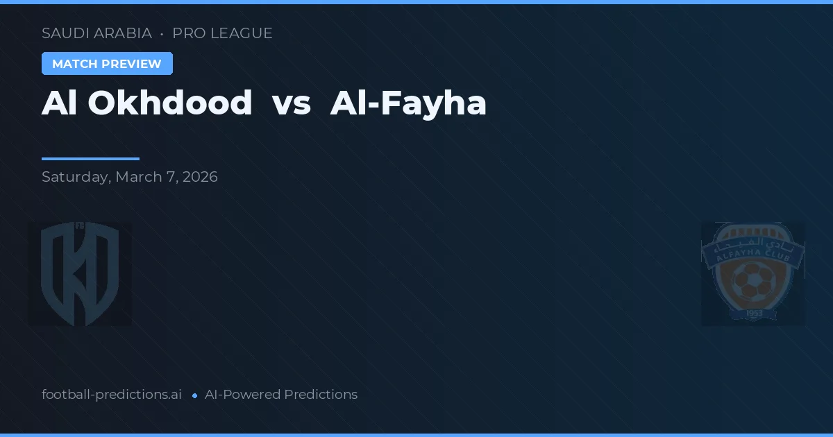 Al Okhdood vs Al-Fayha — pronostic și avancronică meci