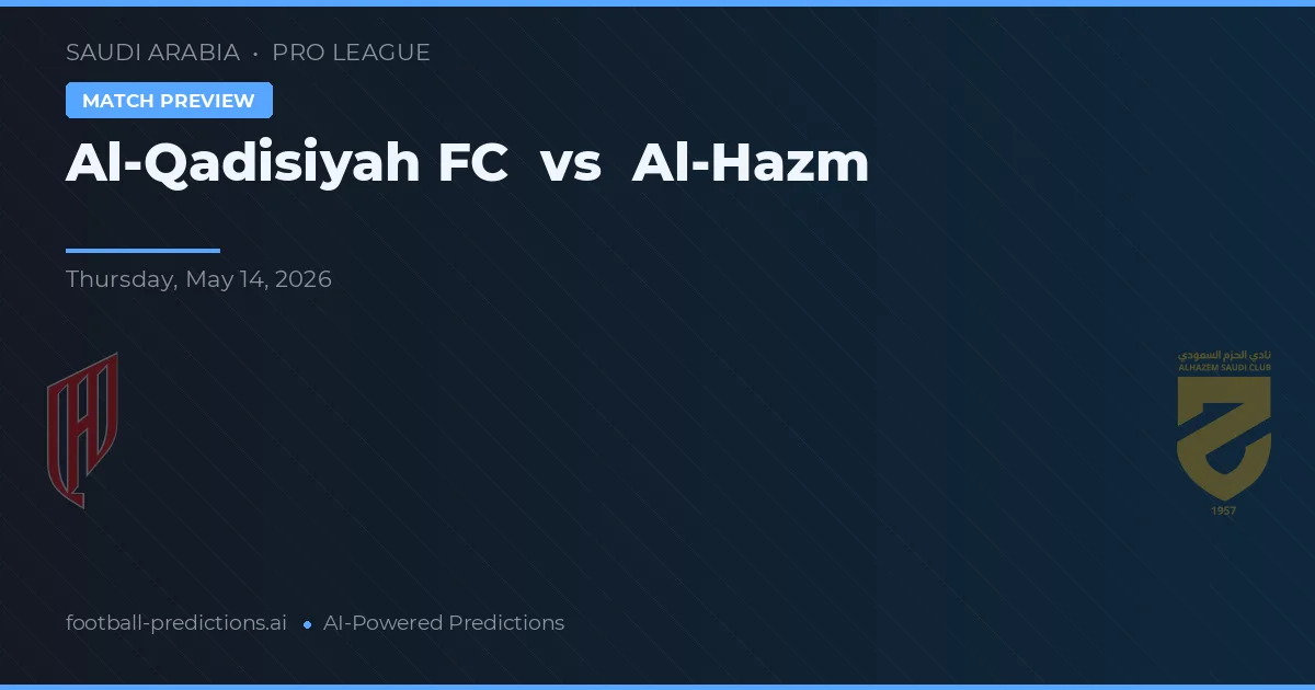 Al-Qadisiyah FC vs Al-Hazm — pronostic și avancronică meci